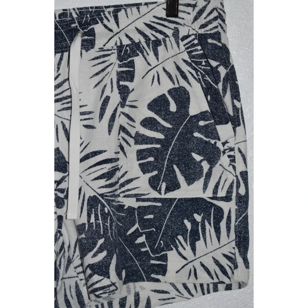 Nautica Womens LARGE Linen Blend Shorts Pull-On Tropical Hawiian Pockets Blue - Picture 10 of 16